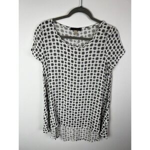 FINAL TOUCH Women's High low Tunic Top Black White Sz Small‎